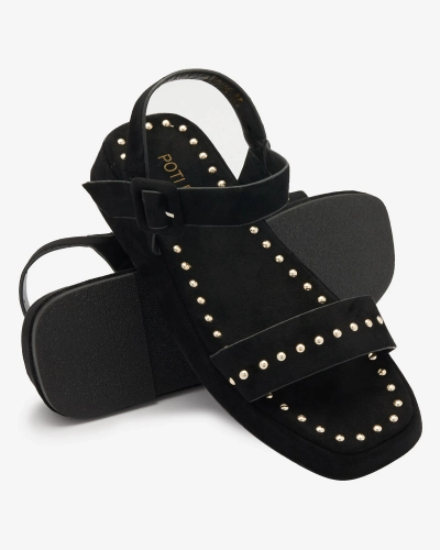 Sandales noires pour femmes avec strass Franssia - Footwear