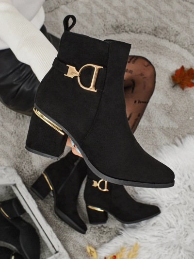 Bottines femme en daim écologique à talon bloc Calyssa