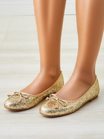 Royalfashion Ballerines pour femmes avec paillettes et un nœud Aramie