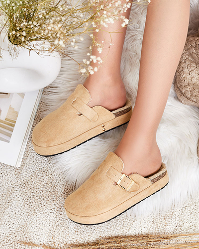 Royalfashion Pantoufles pour femmes avec peau de mouton et boucle Kajis