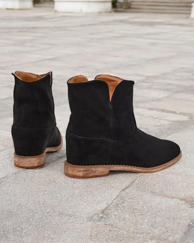 Royalfashion Bottes de style cowboy sur un talon compensé couvert Blueston