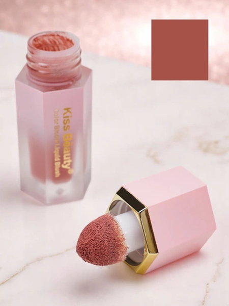 Fard à joues liquide Kiss Beauty avec éponge, couleur Coucher de soleil