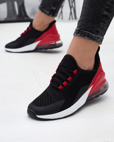 OUTLET Chaussures de sport pour femmes noires avec empiècement rouge Neterika - Footwear