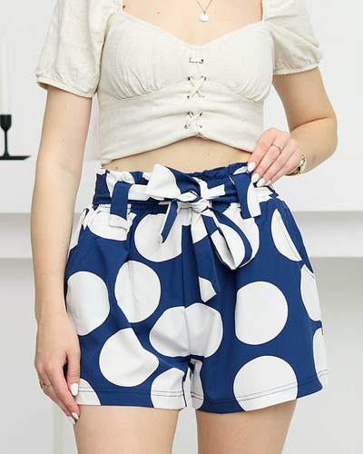 Short bleu marine en tissu pour femme à gros pois - Vêtement