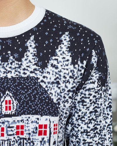 Royalfashion Pull homme Noël bleu marine