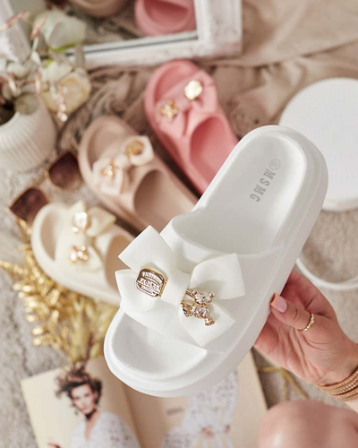 Royalfashion Tongs en caoutchouc pour femme avec nœud décoratif Apis