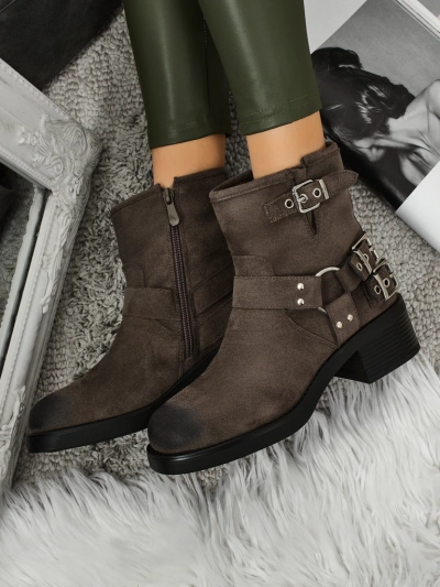 Bottines pour femmes en daim écologique avec boucles Valtos