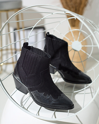 Santiags noires en daim écologique sur tige basse Zirras - Footwear