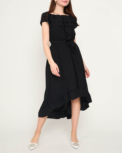 Robe noire pour femme à volants à l'espagnole - Vêtements