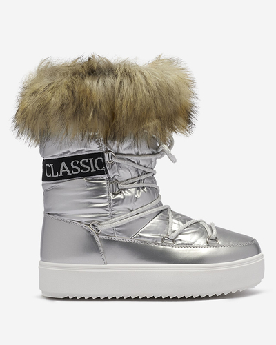 Bottes de neige argentées pour femmes avec fourrure Lilitsa- Footwear