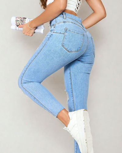 Royalfashion Jean tube pour femme avec frottement