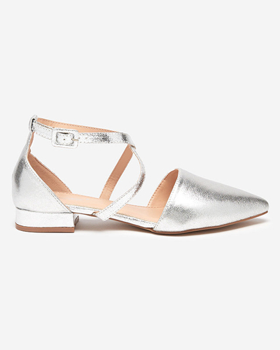 OUTLET Ballerines femme argentées à talons plats Osies- Shoes