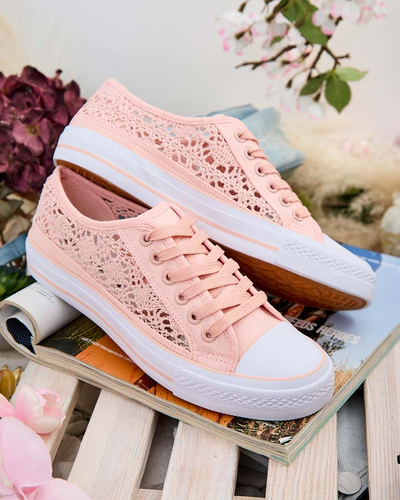 Baskets roses pour femmes Tissu Kalipso – Baskets ajourées à semelle plate
