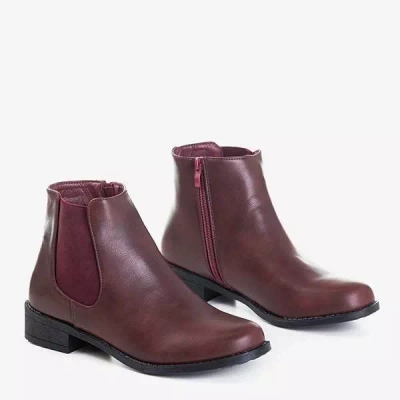 OUTLET Chelsea boots femme bordeaux à talons plats Timea - Chaussures