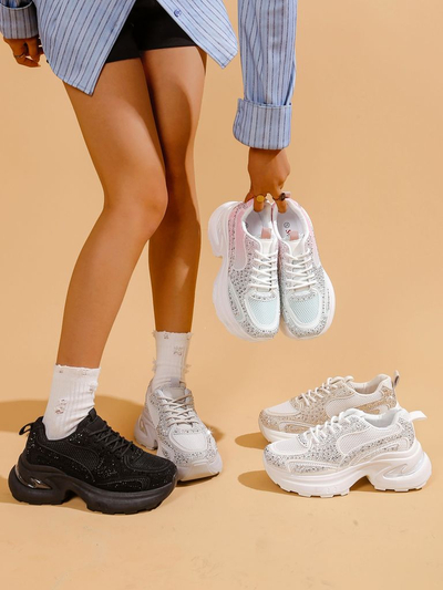 Royalfashion Baskets de sport pour femmes avec des strass Bloss