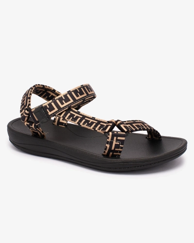 Royalfashion Sandales de sport pour femmes noires et marron avec imprimé Iberifa
