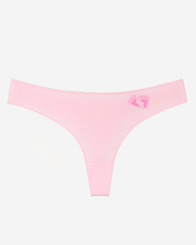 String femme rose en coton avec broderie - Sous-vêtements