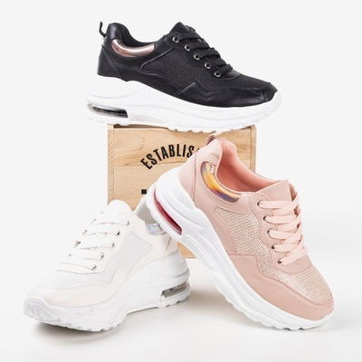 Baskets de sport pour femmes blanches avec empiècements holographiques Piules - Chaussures 1