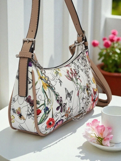 Royalfashion Petit sac à main pour femme en cuir écologique avec motif floral Lily Bloom