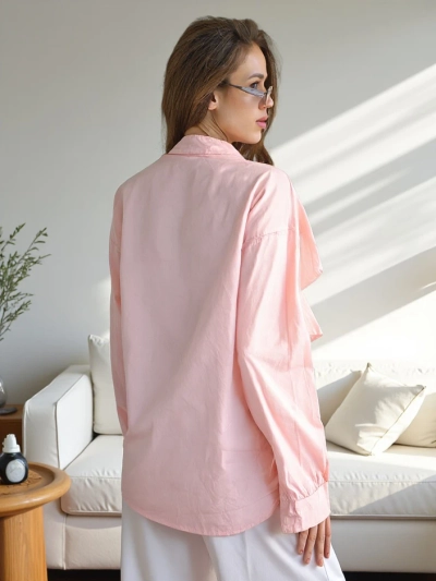 Chemise en coton Royalfashion ornée de volants et boutonnée