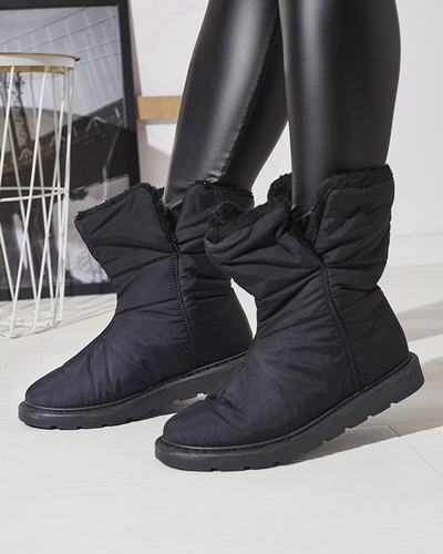 Bottes noires pour femmes a'la bottes de neige Kalioli- Footwear