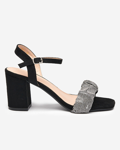 Sandales noires pour femmes sur tige avec zircones cubiques Trieste - Footwear