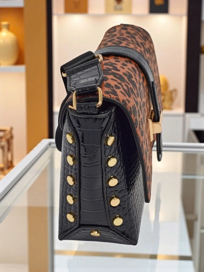 Petit sac à main verni pour femme en cuir écologique Panthere Mist