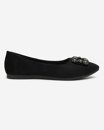 Ballerines noires en daim écologique pour femmes avec décoration Linselisa - Footwear
