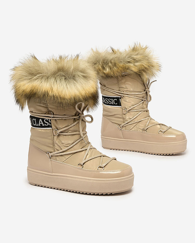 Royalfashion Bottes à enfiler marron clair bottes de neige a'la pour femmes Gomllo