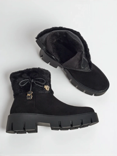 Bottines hautes pour femmes en éco-daim avec fourrure Vernaya