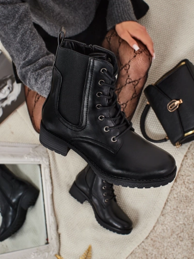 Bottines à lacets pour femmes en cuir écologique Oslynne