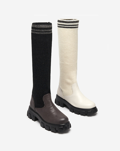 Bottes hautes noires et marron pour femme Alerpi- Footwear