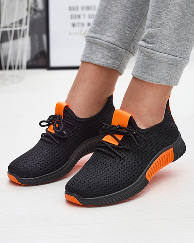 Chaussures de sport noires pour femmes avec inserts orange Keteti - Chaussures