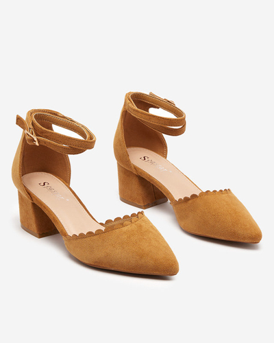 OUTLET Sandales camel femme en éco-daim sur le poteau Ametis - Footwear