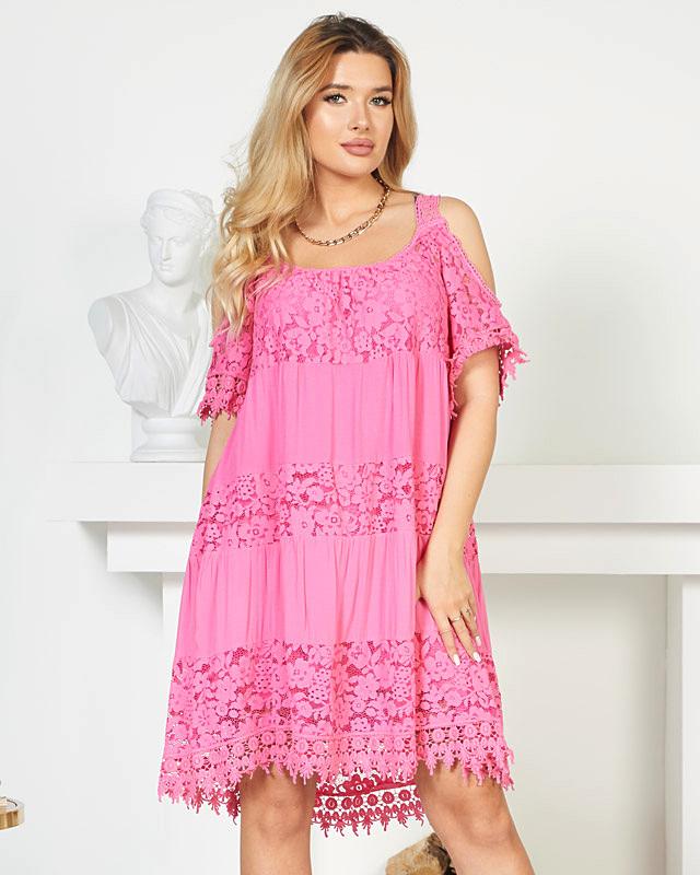 Robe été femme dentelle fuchsia - Vêtements