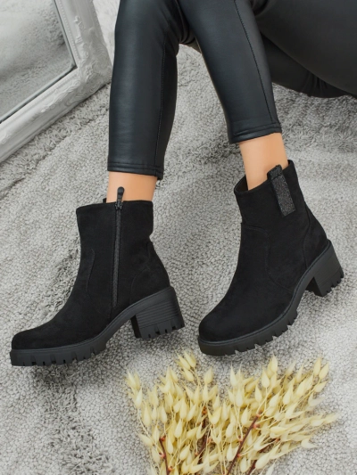 Bottines femme en éco-daim à talon bloc Maelis