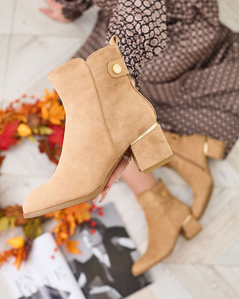 Royalfashion Bottes basses à talon aiguille pour femme en marron clair Dogdas