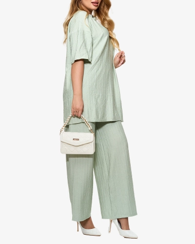 Ensemble côtelé pour femme de couleur menthe - Vêtements
