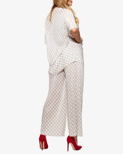 Ensemble plissé beige pour femme - Vêtements