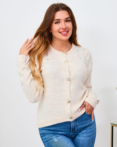 Royalfashion Beige Pull déboutonné pour femme