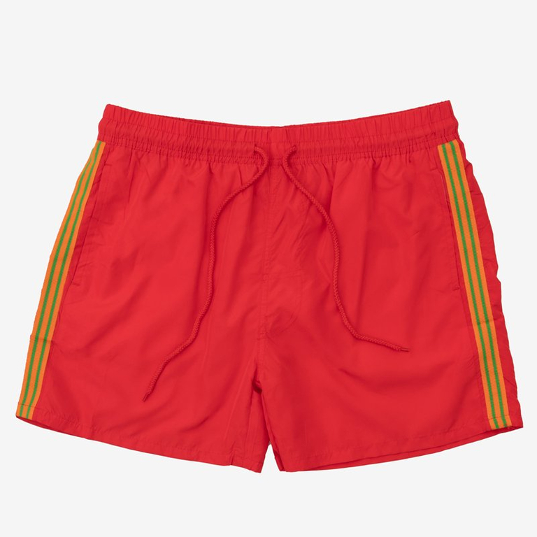 Short de sport homme rouge à rayures - Vêtements