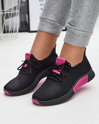 Chaussures de sport noires pour femmes avec empiècements fuchsia Keteti - Chaussures