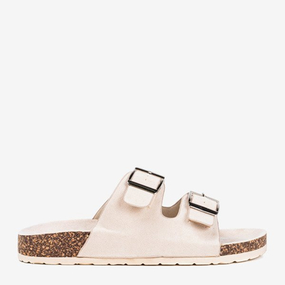 Tongs femme beige avec boucles Selemaia - Chaussures 1
