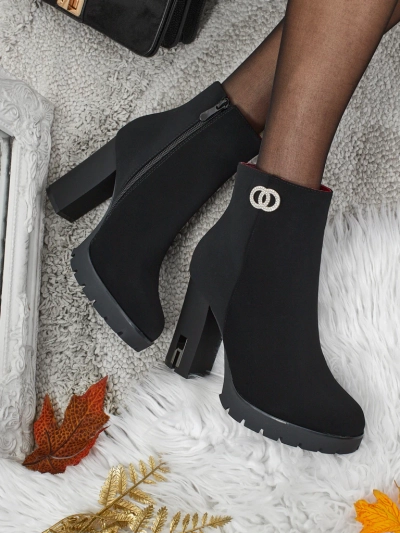 Bottines pour femmes en cuir écologique mat à talons épais Olivane