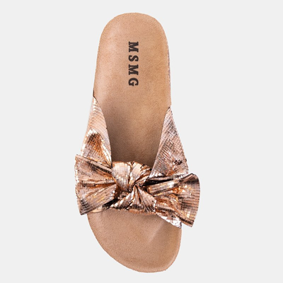 Rose - sandales pour femmes dorées avec nœud Akemi - Chaussures