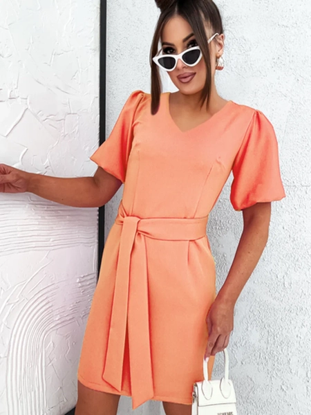 Robe mini Royalfashion pour femmes avec des manches bouffantes et un décolleté en V