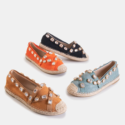 OUTLET Espadrilles femme vertes avec cristaux Wamba - Chaussures