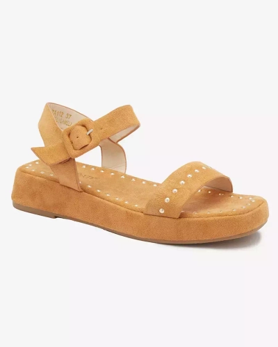 OUTLET Royalfashion Sandales pour femme marron avec strass Franssia