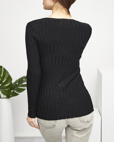 Pull col V noir femme - Vêtements