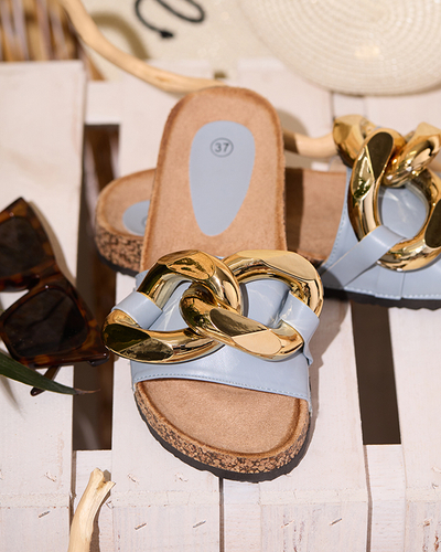 Chaussons bleus pour dames avec décoration Sofig- Footwear